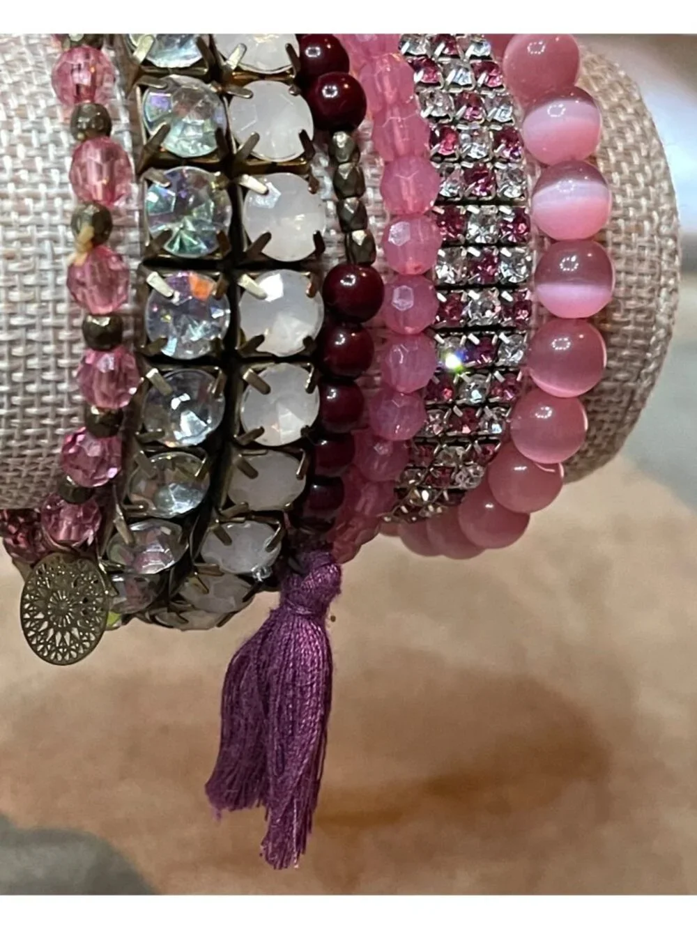 Romantic Rose & Crystal Multi-Layer Statement Bracelet Stack